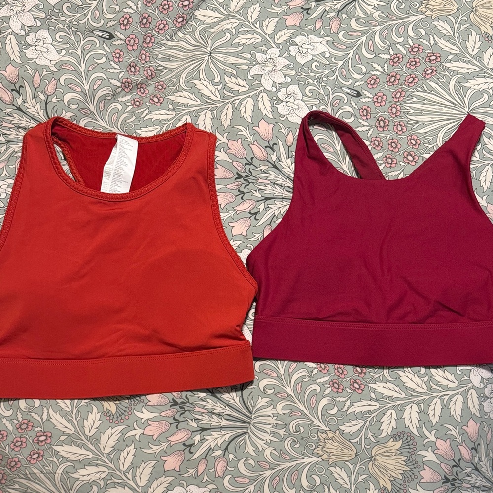 Fabletics Red and Purple Crop Tops